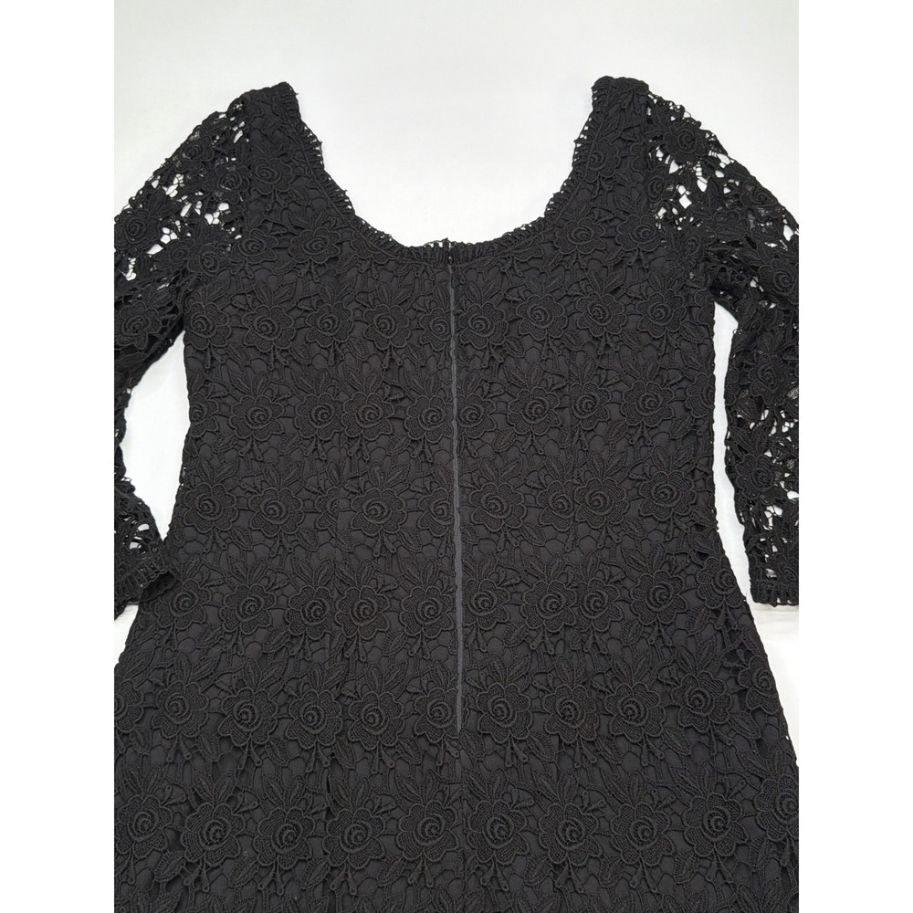 White House Black Market‎ Black Lace Square Neck 3/4 Sleeve Sheath Dress Size 8 - Picture 7 of 10